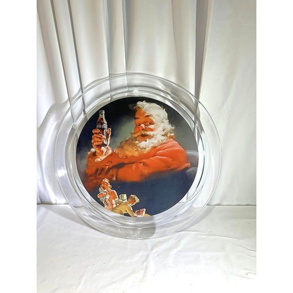 Vintage 1994 Coke Coca Cola Indiana Glass Santa Platter